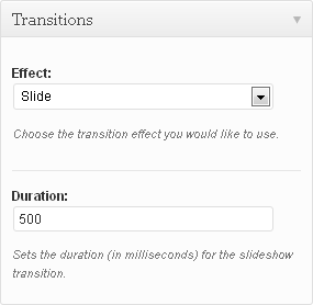 Настройки Transitions