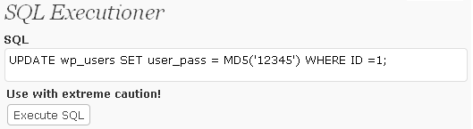 WordPress SQL Executioner