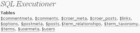 WordPress SQL Executioner: таблицы базы