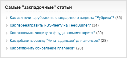 Виджет Most Favorites Posts на сайте