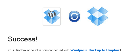 WordPress Backup to Dropbox успешно авторизирован в Dropbox