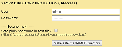 Установка пароля к папке XAMPP